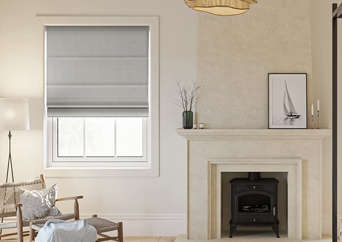 Genoa Faux Silk (Blackout), Silver Shimmer - Motorised Roman Blind - Image 3